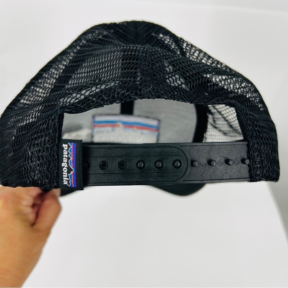 Patagonia Black Snapback Trucker Hat Organic Cotton Adjustable Cap Popular Nwot - Picture 12 of 14